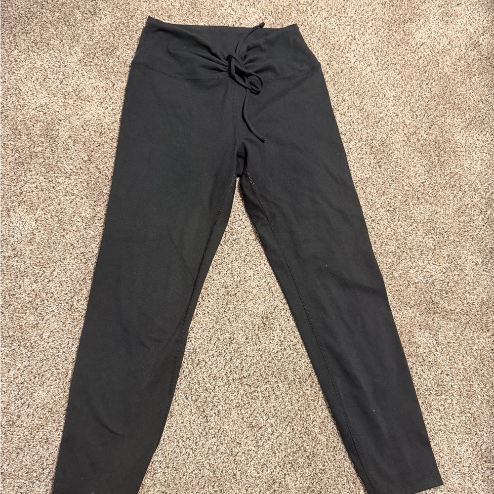 Zobha Black Lace-Up Detail leggings